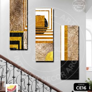 CE16-Balck Mixed Gold Shapes Wall Art