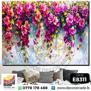 E8311-Abstract Falling Purple Flowers Wall Art
