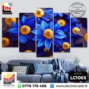 LC1065-Beautiful Blue Mixed Gold Flower Wall Art