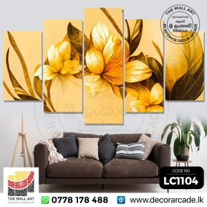 LC1104-Beautiful Yellow Mixed Gold Color Flower With Leaves Wall Art