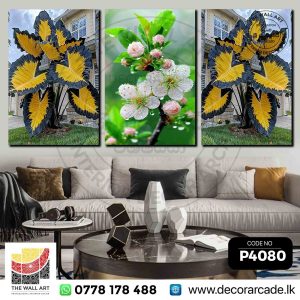 P4080-Colorful Leaves And White Flowers Wall Art