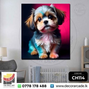 CH114-A Cute Puppy In Colorful Background Wall Art