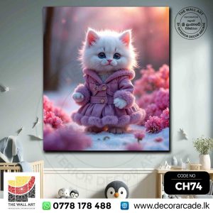 CH74-Cute Kitten With Pink Dress Wall Art