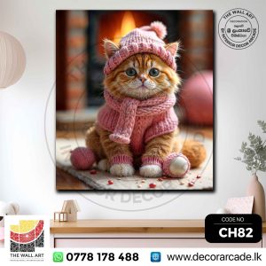 CH82-Orange Kitten In Rose Snow Dress Wall Art