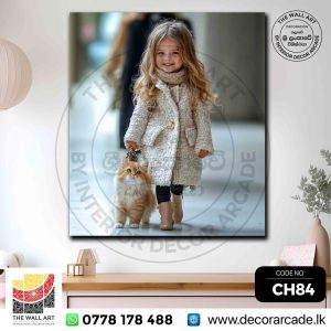 CH84-A Little Girl With Cute Kitten Wall Art