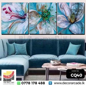 CQ40-White Lilies In Blue Background Wall Art