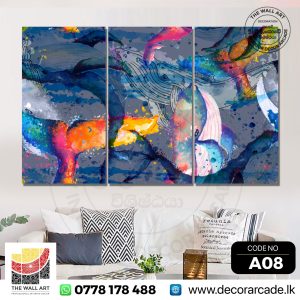 A08-Abstract Blue Mixed Rainbow Color Wall Art