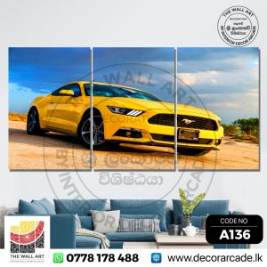 A136-Yellow Ford Mustang Wall Art
