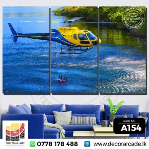 A154-A Large Yellow Helicopter Wall Art