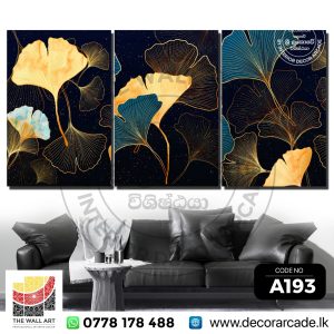 A193-Golden And Black Abstract Leaves Wall Art