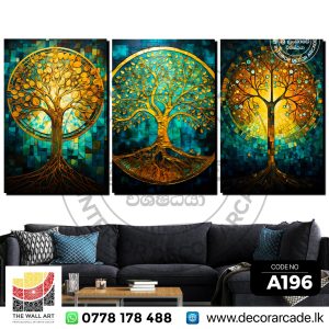 A196-Mandala Type Golden Trees Wall Art