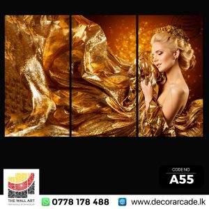 A55-Beautiful Girl In Golden Dress Wall Art