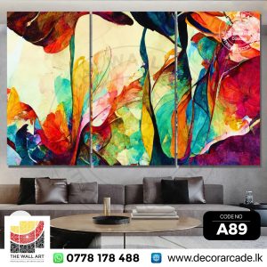 A89-Colourful Abstract Leaves Wall Art