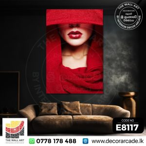 E8117-Red Face Covered Woman Wall Art