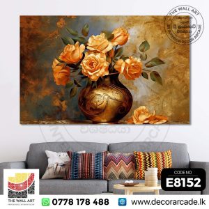 E8152-Rose Flowers In The Golden Pot Wall Art