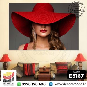 E8167-A Girl In Red Dress For Saloon Wall Art
