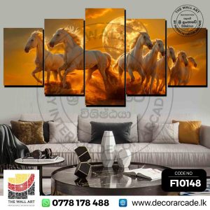 F10148-White Lucky Seven Horses Wall Art
