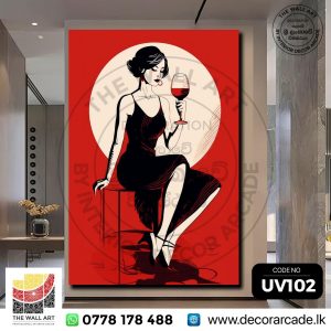 UV102-A Girl With A Glass Of Red Wine Wall Art