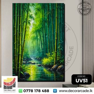 UV51-River Flowing Middle Of The Bamboo Forest Wall Art
