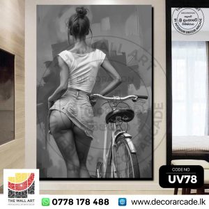 UV78-A Girl Walking With A Bicycle Wall Art