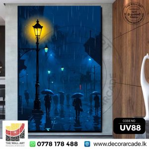 UV88-People Walking On A Road At Night Wall Art
