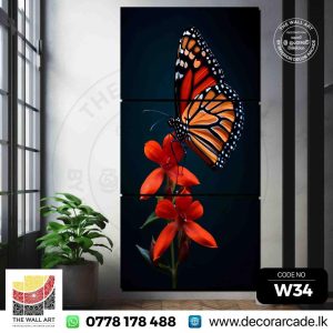 W34 -  Featuring a monarch butterfly on a red flower Wall Art