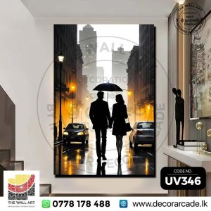 UV346 - Couple Walking Under Umbrella Wall Art
