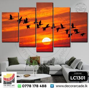LC1301 Birds flock silhouette at sunset Wall Art