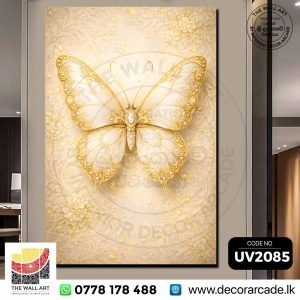 UV2085 Royal Majestic Golden butterfly Wall Art