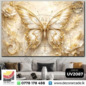 UV2087 Royal Majestic gold and white butterfly Wall Art