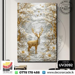UV2092 Golden Deer In a Snowy Forest Wall Art