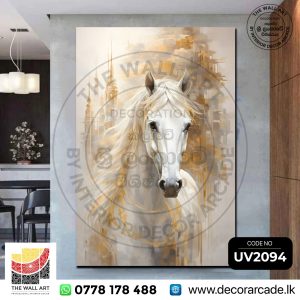 UV2094 Ethereal White Stallion Abstract Wall Art