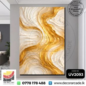 UV2093 White And Gold Abstract Fluid Wall Art