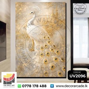 UV2096 Royal White Peacock in Golden Splendor Wall Art