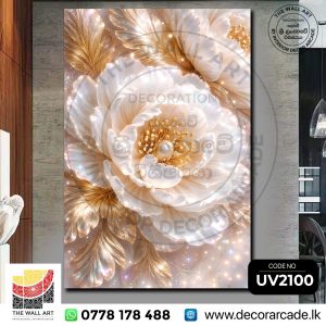 UV2100 3D golden and white floral Wall Art