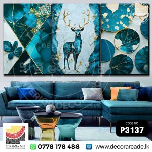 P3137 abstract deer kintsugi wall art