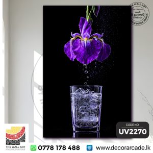 UV2270 Purple Iris Flower and Water Glass Wall Art