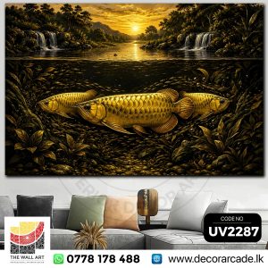 UV2287 golden arowana fish swimming underwater Wall Art