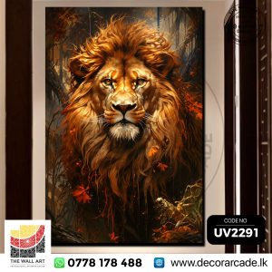 UV2291 majestic lion with a fiery Wall Art