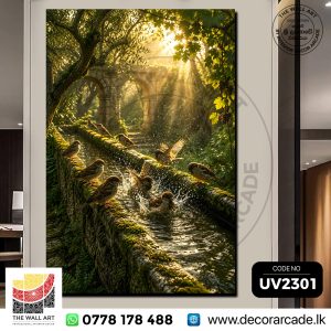 UV2301 Sparrows Bathing in the Sun Wall Art