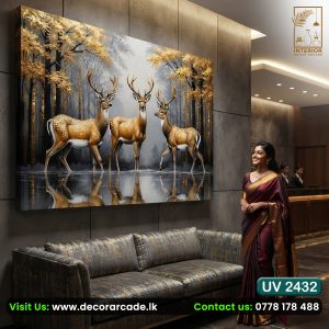 UV2432 Gold Deers Wall Art
