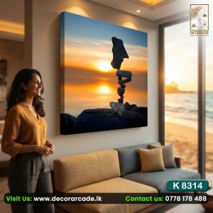 K8314 Sculpture set against a Sunset Beach Wall Art