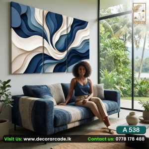 A538 Abstract blue and beige wave Wall Art