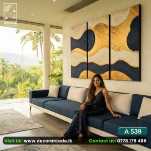 A539 Abstract Gold Waves Wall Art