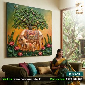 K8320 Kamdhenu cow and calf under the Kalpavriksha tree Wall Art